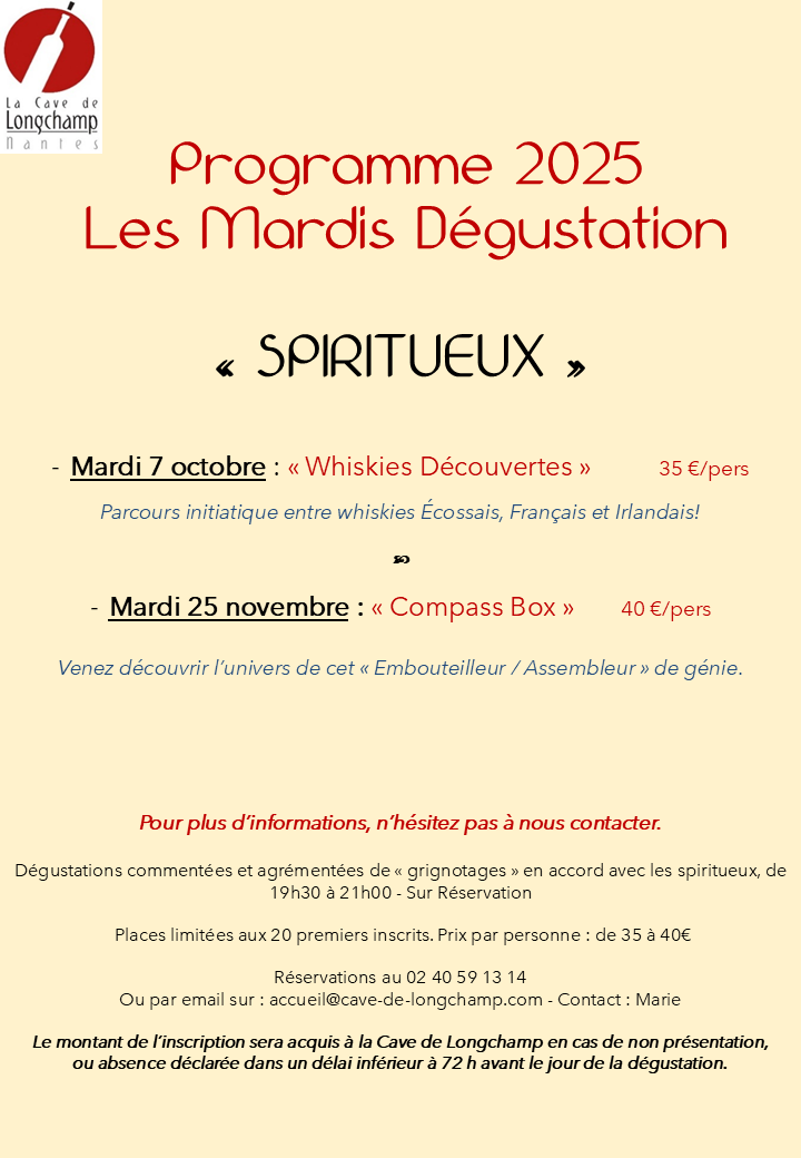 Mardi degust Spiritueux programme 2025 7 octobre et 25 nov 25 Portrait